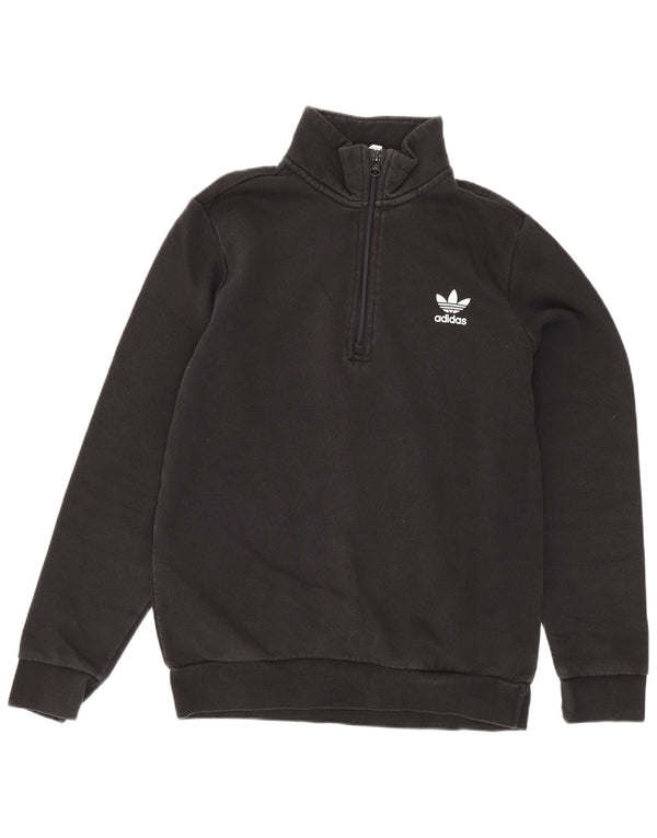 Adidas Джемпер на молнии для мальчиков 13-14 лет, черный хлопок