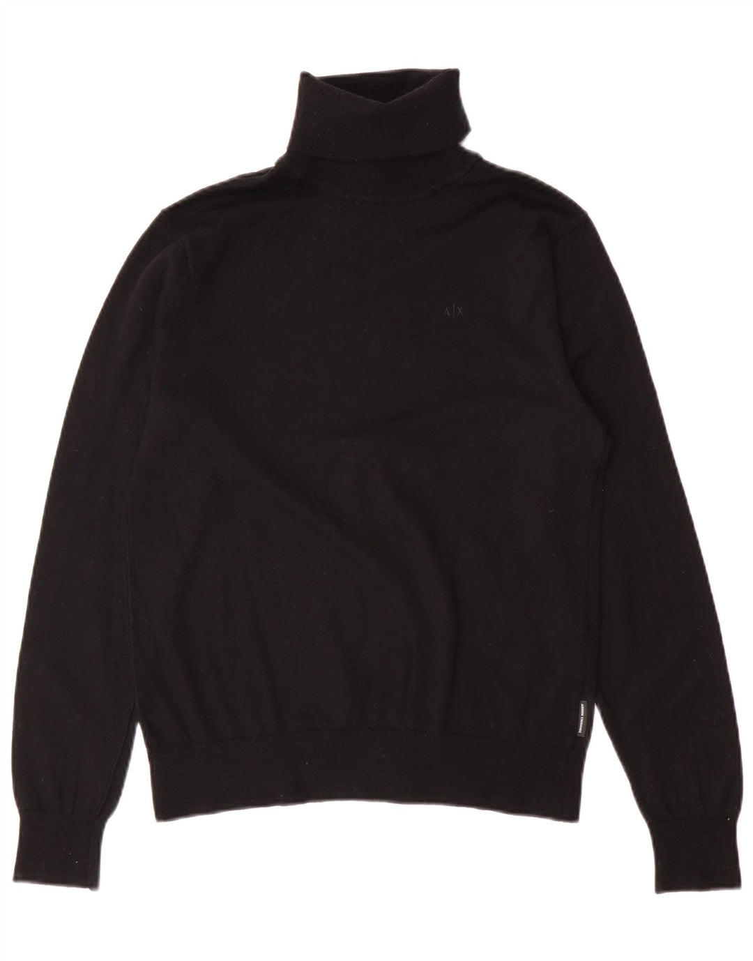Мужской джемпер с высоким воротником Armani Exchange, маленький черный из натуральной шерсти