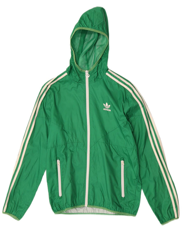 Мужская куртка-дождевик Adidas с капюшоном UK 36, маленькая, зеленая, нейлон