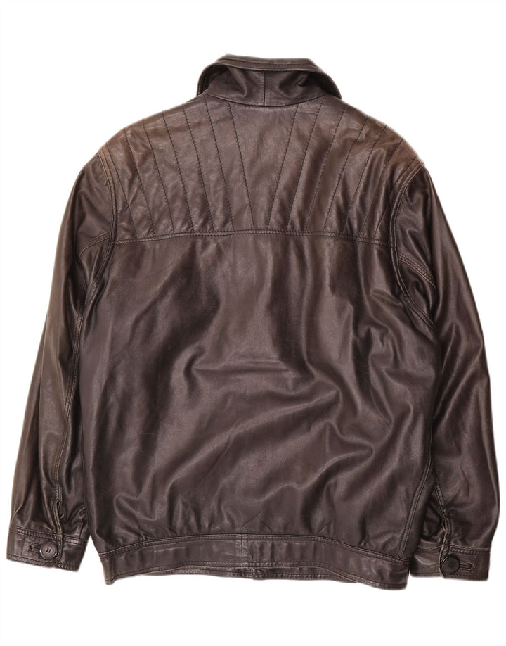 Мужская кожаная куртка VINTAGE UK 40, большая черная кожаная