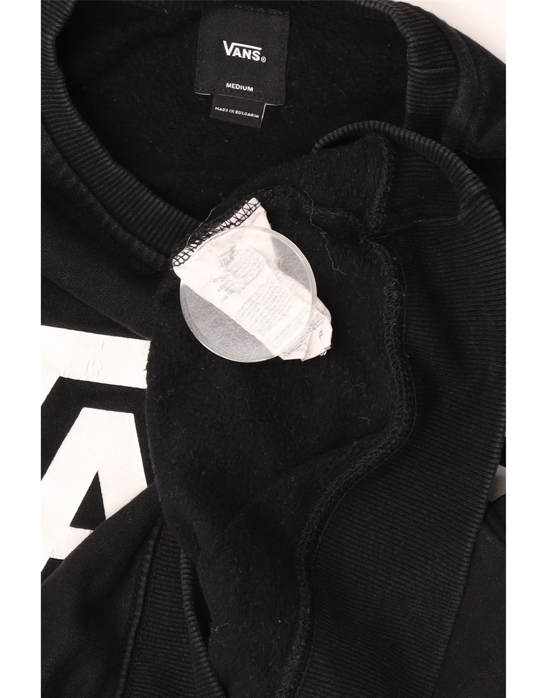 Мужской свитшот с рисунком Vans, хлопковый джемпер среднего размера, черный