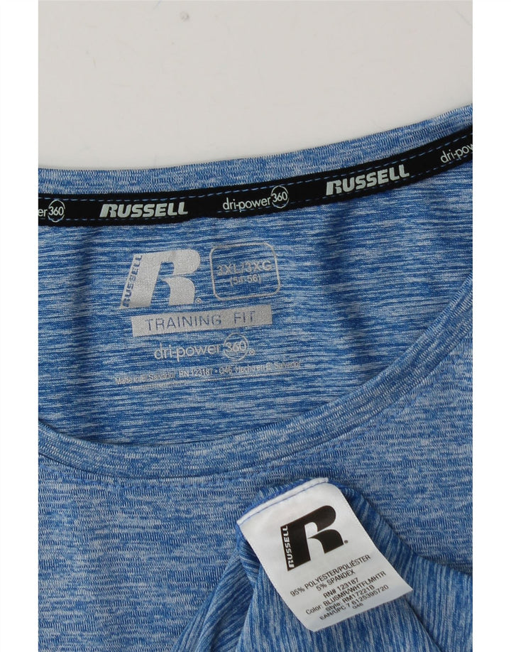 Мужская футболка RUSSELL ATHLETIC Dri-Power, размер 3XL, синий полиэстер с крапинками