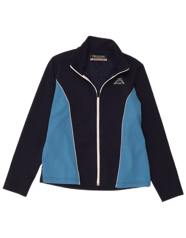 KAPPA Womens Tracksuit Top Jacket UK 14 Medium Navy Blue Colourblock