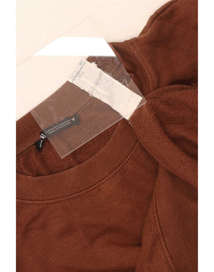 Женский укороченный свитшот оверсайз Zara UK 14, средний коричневый полиэстер