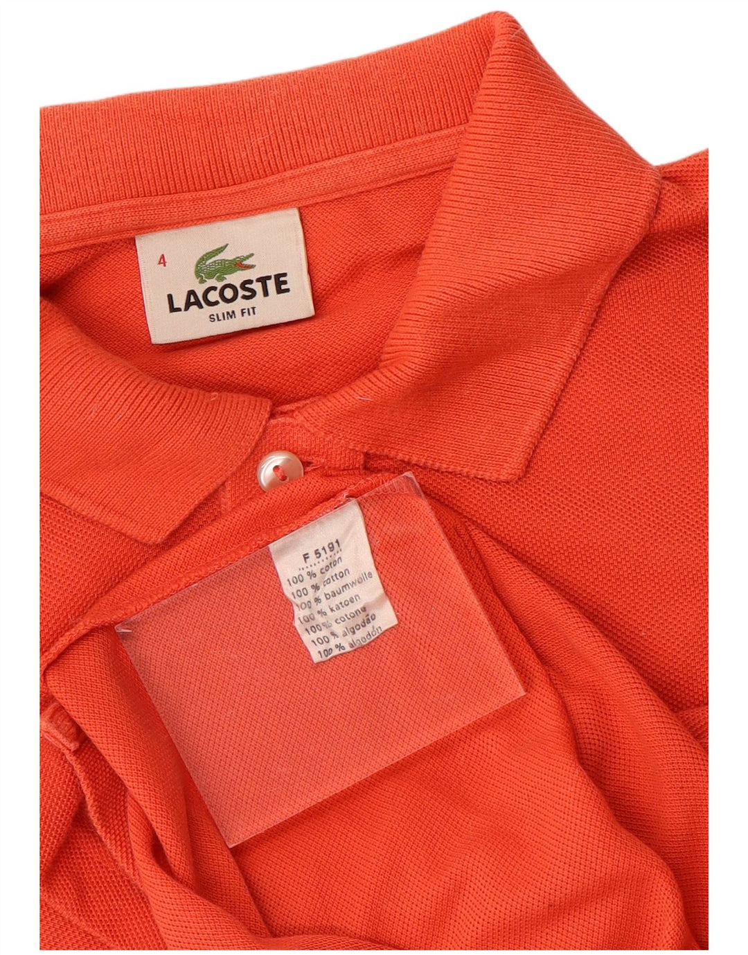 Мужская рубашка поло LACOSTE Slim Fit, размер 4, средний оранжевый хлопок