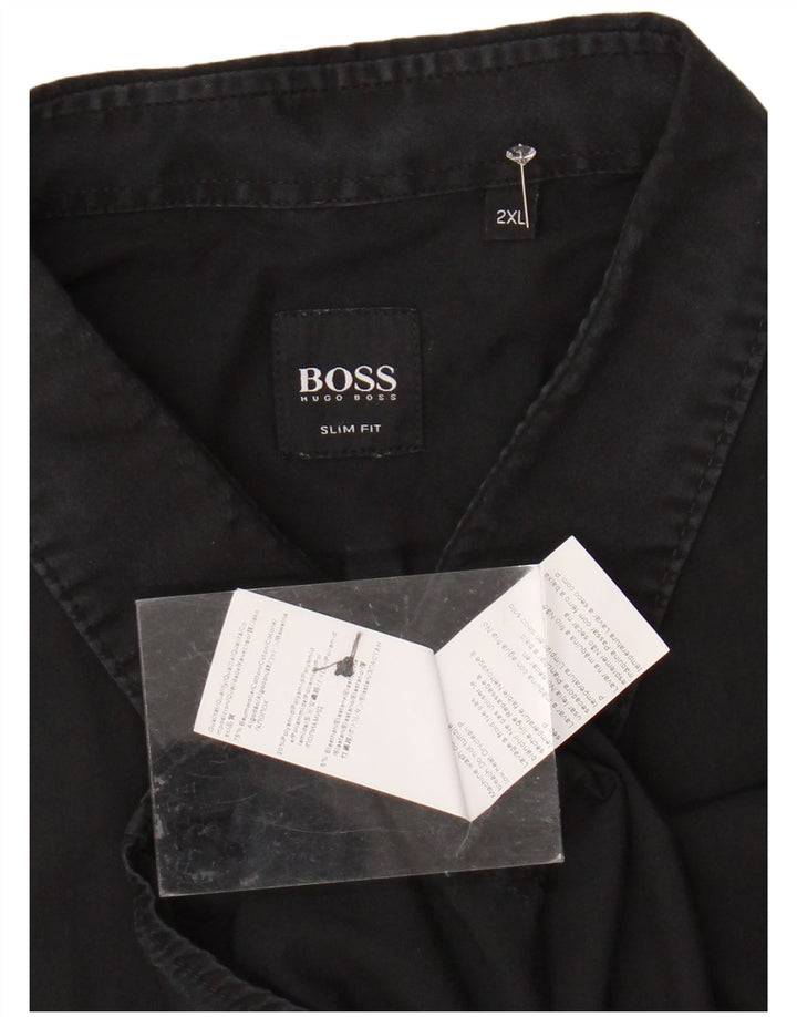Мужская рубашка приталенного кроя HUGO BOSS 2XL, черный хлопок
