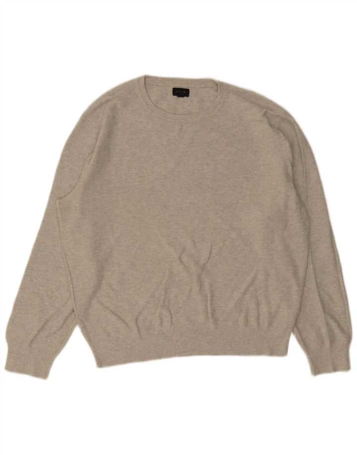 Мужской джемпер с круглым вырезом J. Crew, хлопковый свитер среднего серого цвета