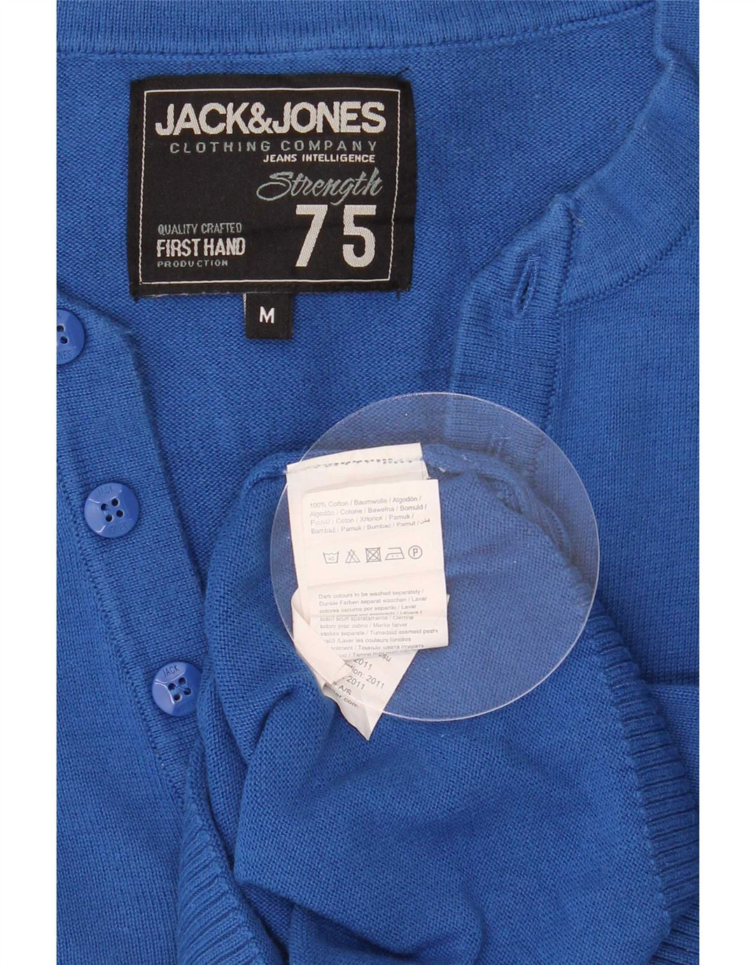 Мужской джемпер с v-образным вырезом Jack & Jones, средний синий хлопковый свитер