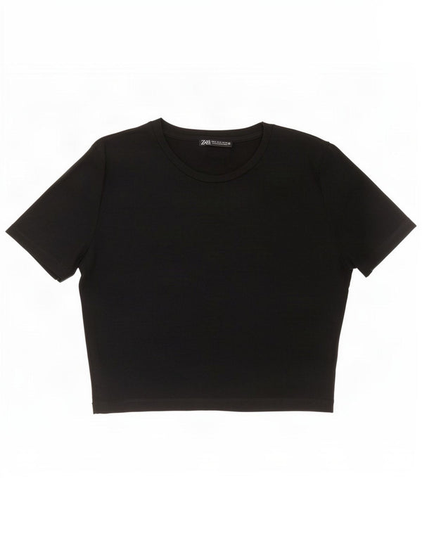 Женская укороченная футболка Zara UK 16, большая черная