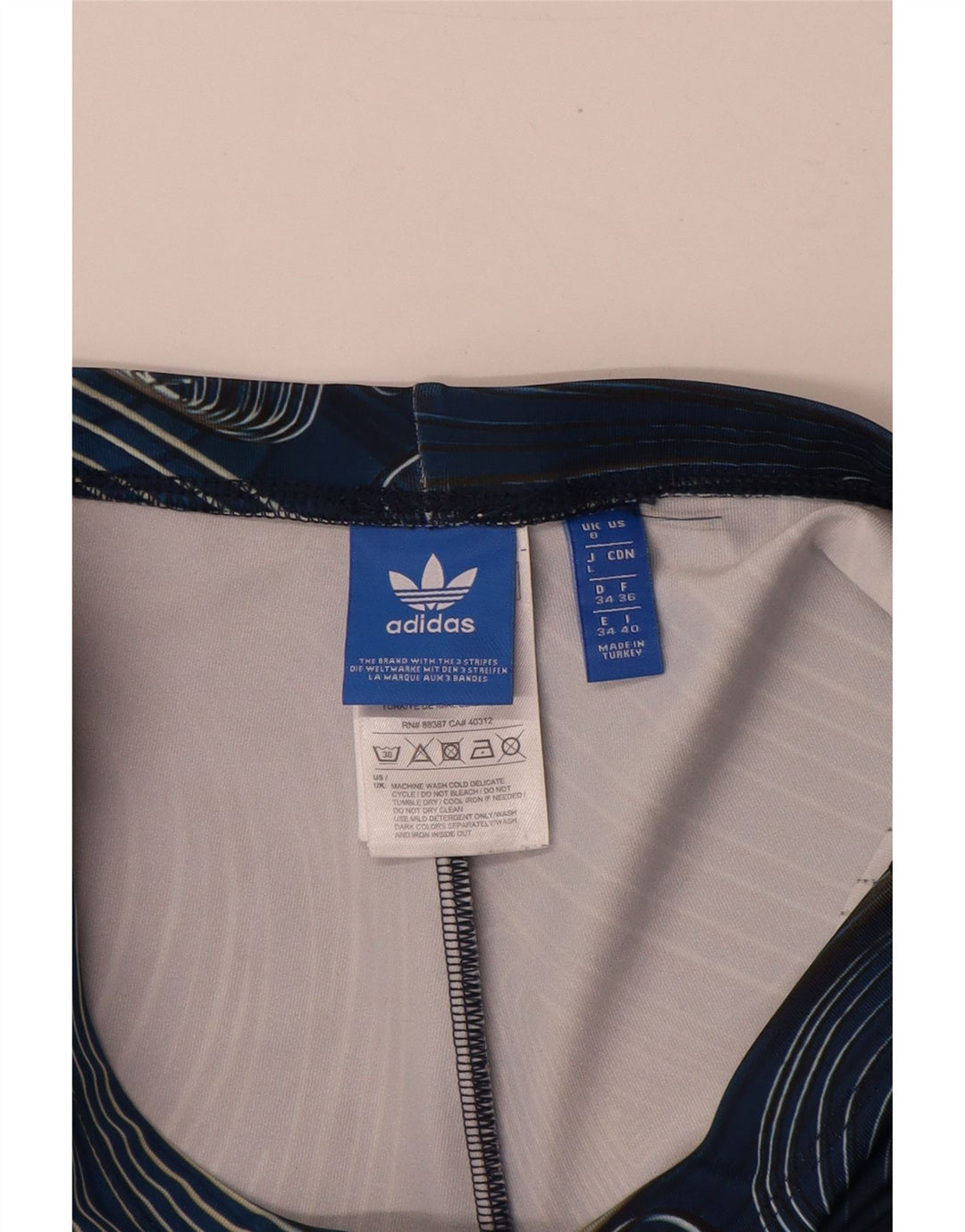 Женские леггинсы Adidas с абстрактным узором UK 8, маленькие темно-синие из полиэстера