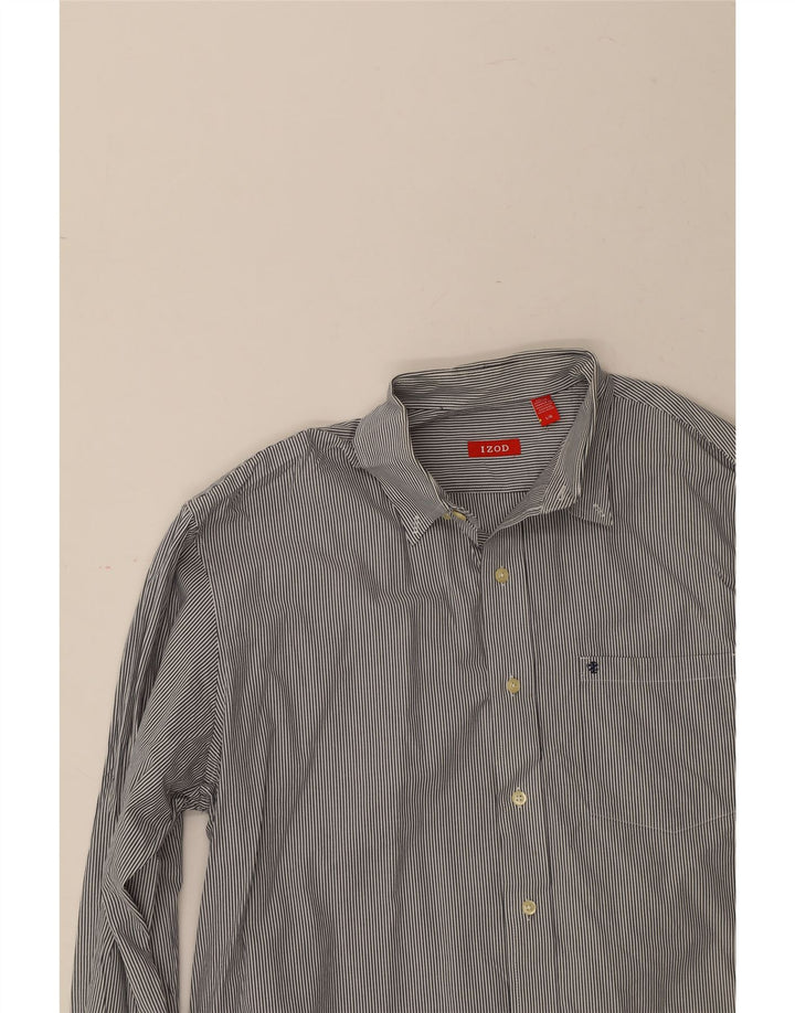 IZOD Mens Shirt Large Grey Striped Cotton Vintage Izod and Second-Hand Izod from Messina Hembry 