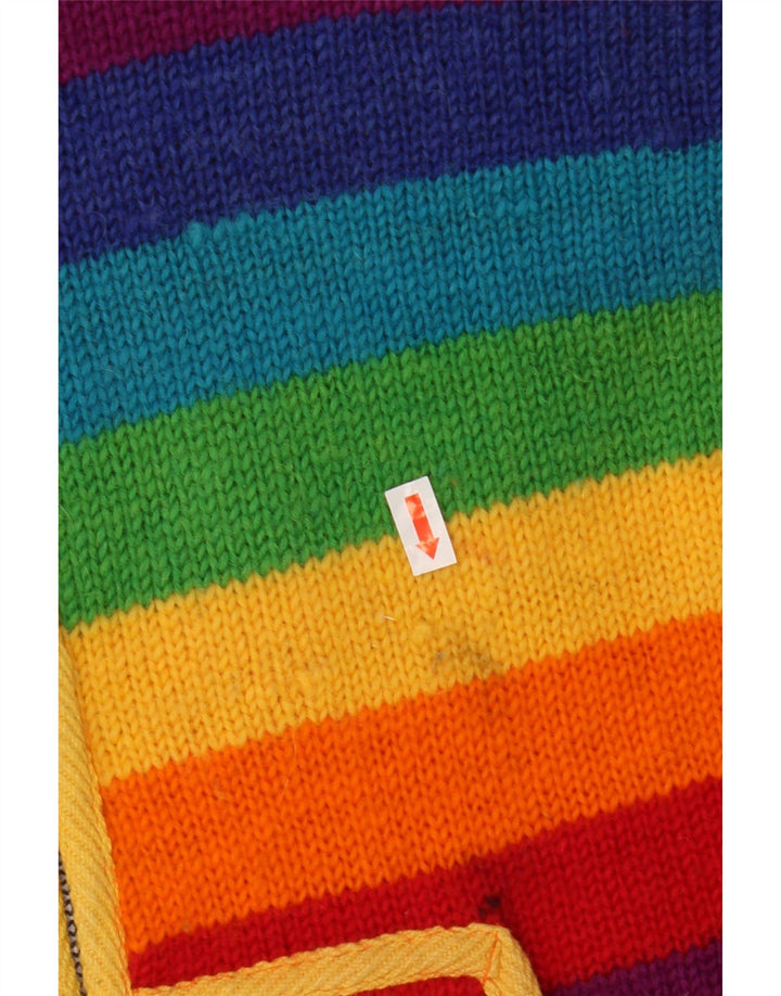 Винтажный женский свитер-кардиган, Великобритания, 12, средний, разноцветный, красочный