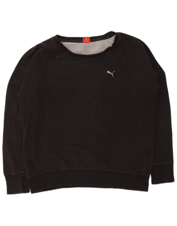 Женский свитер оверсайз Puma UK 16, большой черный хлопок с крапинками