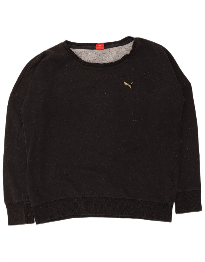 Женский свитер оверсайз Puma UK 16, большой черный хлопок с крапинками