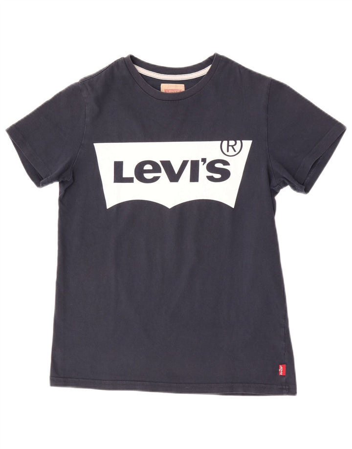Футболка с рисунком Levi's для мальчиков, топ 13–14 лет, темно-синий с логотипом
