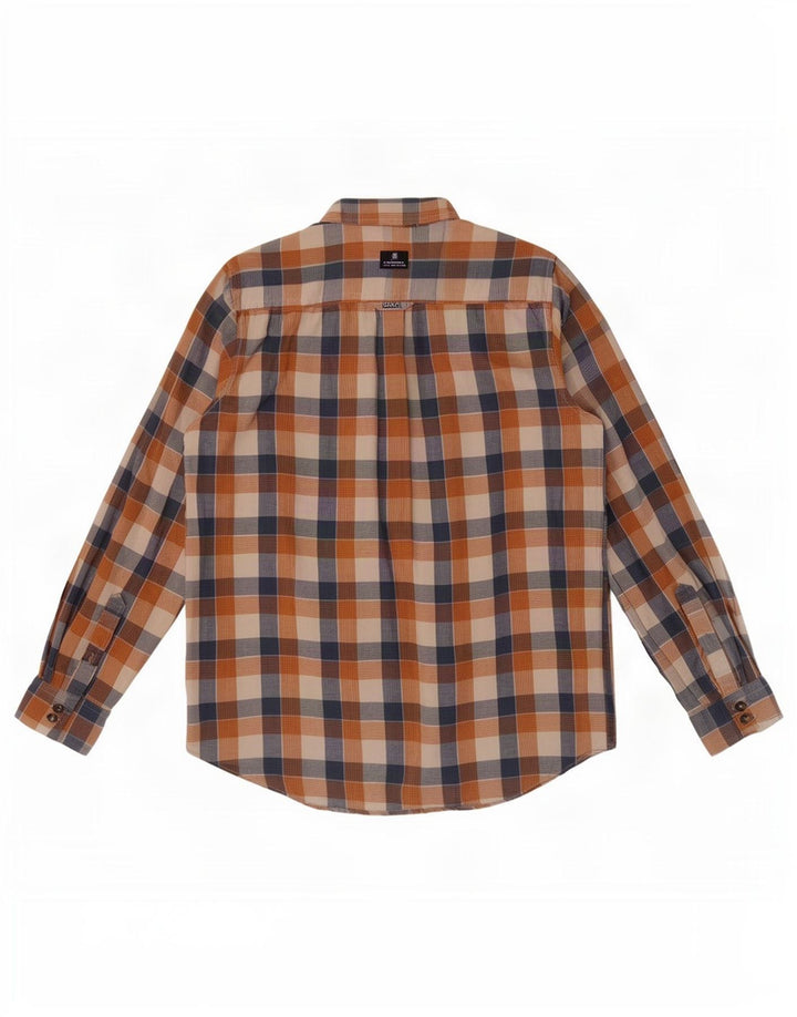 Crew Clothing Мужская классическая рубашка большого размера из хлопка в мелкую коричневую клетку