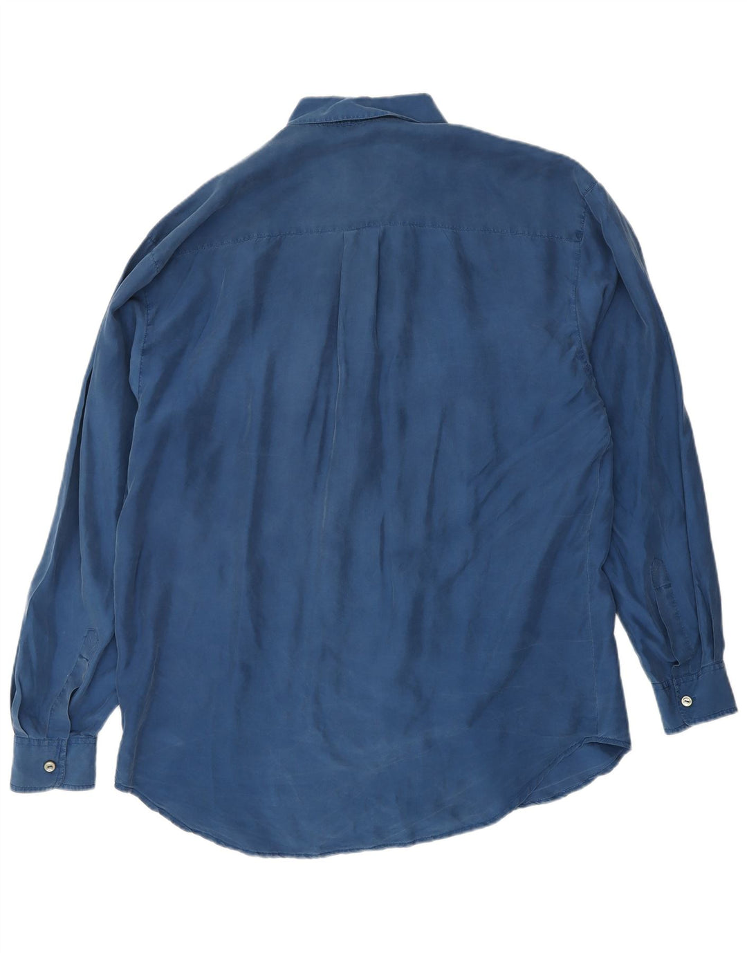 ВИНТАЖНАЯ Мужская Рубашка Среднего Синего Шелка