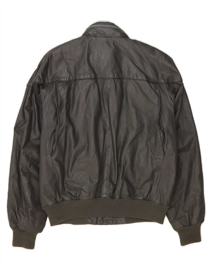 FOXRUN Mens Hooded Leather Jacket UK 44 2XL Grey Leather Vintage Foxrun and Second-Hand Foxrun from Messina Hembry 