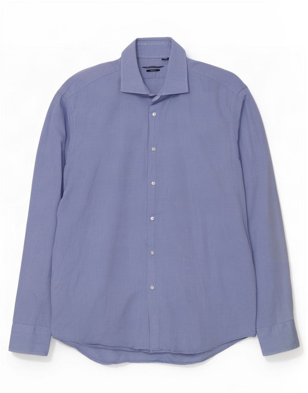 Мужская рубашка обычного кроя Hugo Boss, размер 43, 17 XL, синяя, хлопок