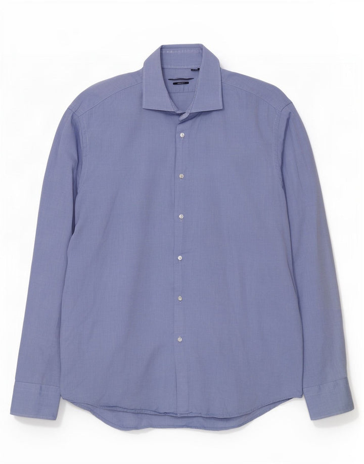 Мужская рубашка обычного кроя Hugo Boss, размер 43, 17 XL, синяя, хлопок