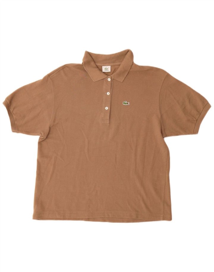 Женская рубашка-поло Lacoste, размер 44, большая, коричневая, хлопок