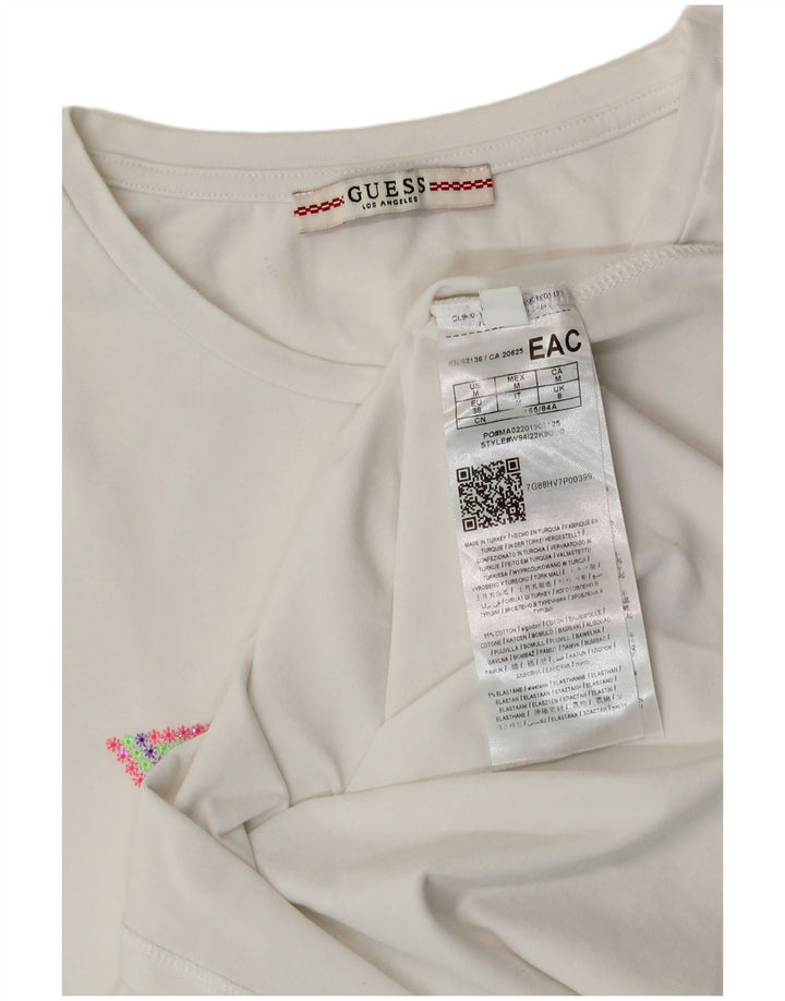 Guess Женская футболка с рисунком Top UK 12 Средний Белый Хлопок