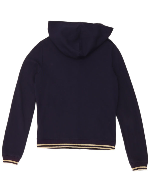 Vintage Womens Military Hooded Varsity Jacket UK 10 Small Navy Blue Viscose