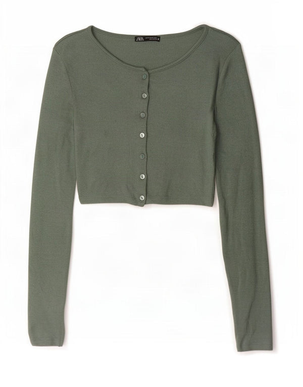 Женский укороченный кардиган Zara UK 6 XS Зеленый