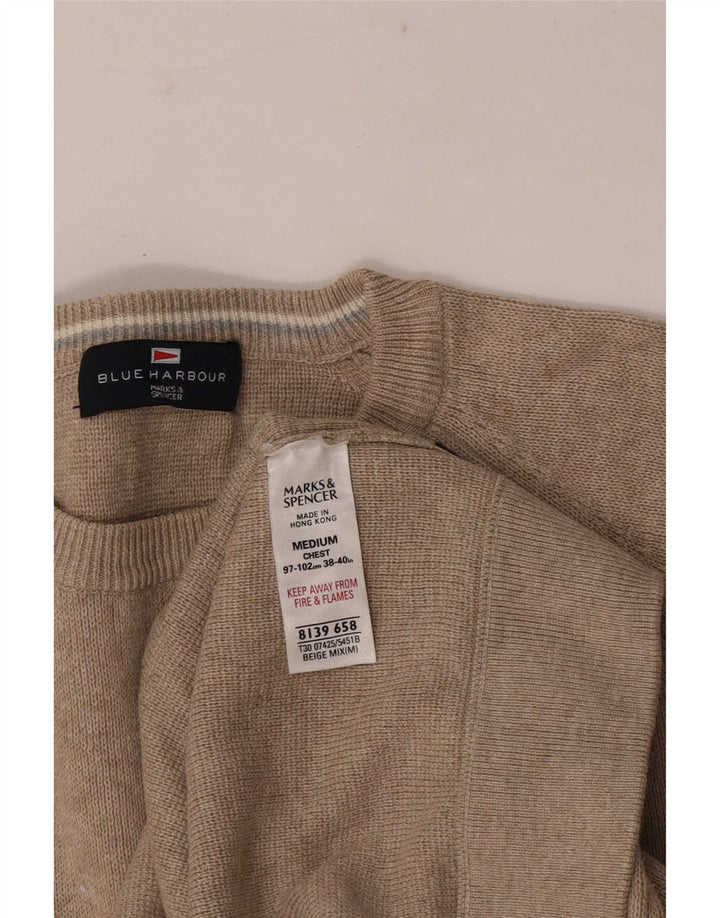 Мужской свитер с круглым вырезом Marks & Spencer Blue Harbour, средний бежевый