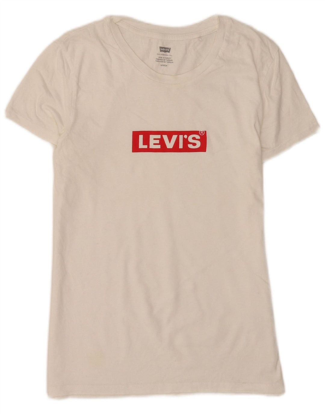 Женская футболка с рисунком Levi's Top UK 8, маленькая, белый хлопок
