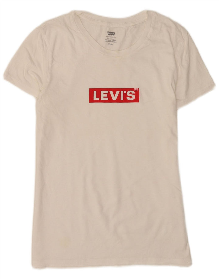Женская футболка с рисунком Levi's Top UK 8, маленькая, белый хлопок