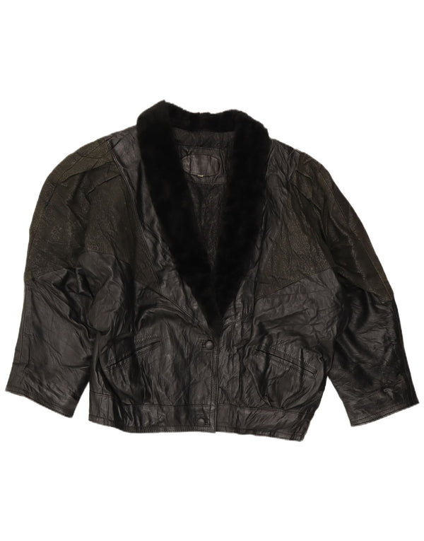 Женская кожаная куртка оверсайз M.G UK 18 XL, черная с животным принтом