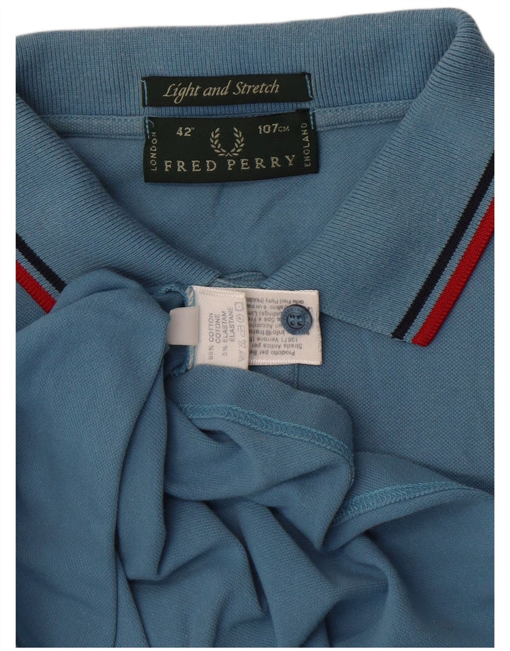Мужская легкая и эластичная рубашка-поло Fred Perry, средний синий хлопок