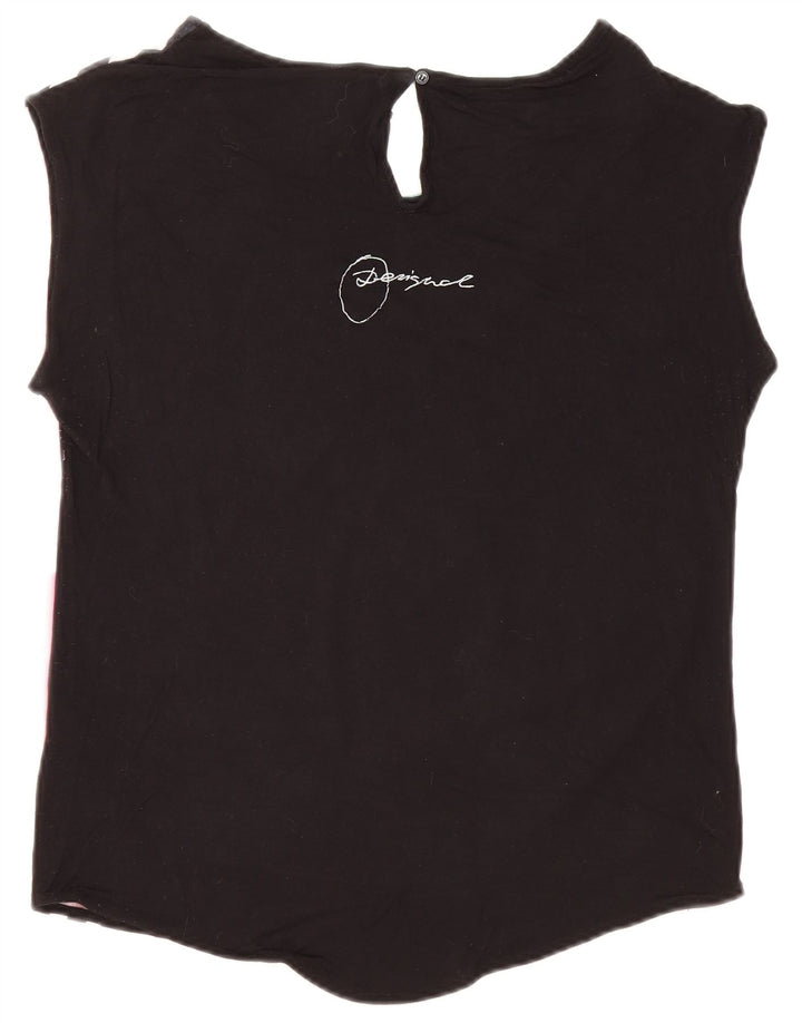 Женская футболка оверсайз с рисунком Desigual Top UK 10, маленькая, черная, вискоза