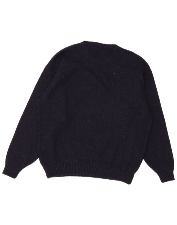 Vintage Mens Crew Neck Jumper Sweater Medium Navy Blue