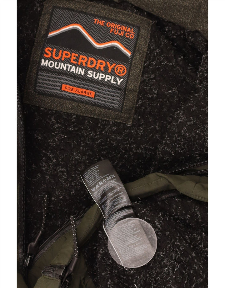 SUPERDRY Мужская утепленная куртка с капюшоном UK 42 XL Хаки Полиэстер с цветными блоками
