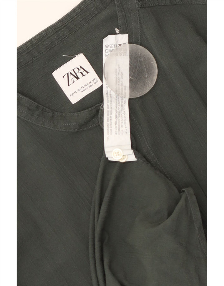 Мужская рубашка Zara XL цвета хаки, хлопок