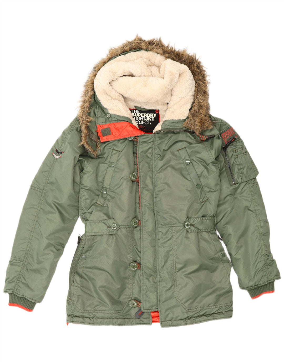 Мужская парка Superdry с капюшоном UK 36, маленькая, зеленая, нейлон