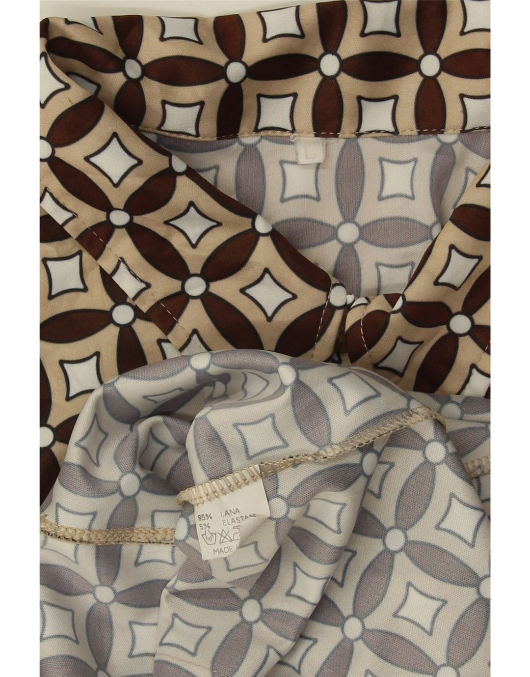 Женская рубашка VINTAGE UK 16, большая, бежевая, шерстяная с геометрическим рисунком