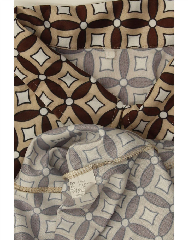 Женская рубашка VINTAGE UK 16, большая, бежевая, шерстяная с геометрическим рисунком