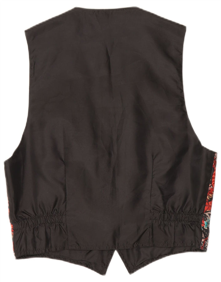 Винтажный мужской жилет среднего размера из полиэстера с разноцветным цветочным принтом