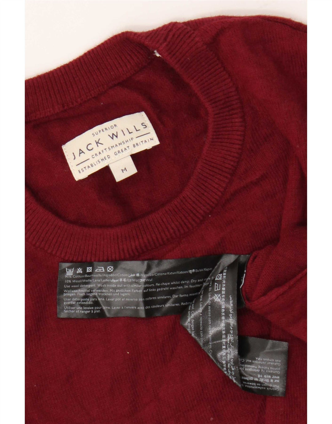 Мужской джемпер с круглым вырезом Jack Wills стандартного кроя, хлопковый свитер среднего красного цвета