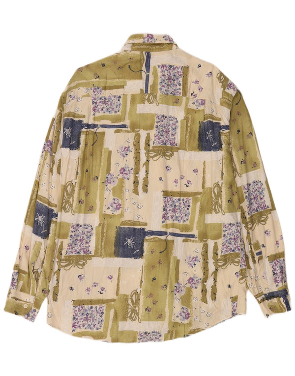 Мужская рубашка Azzurra, большая зеленая лоскутная ткань из вискозы