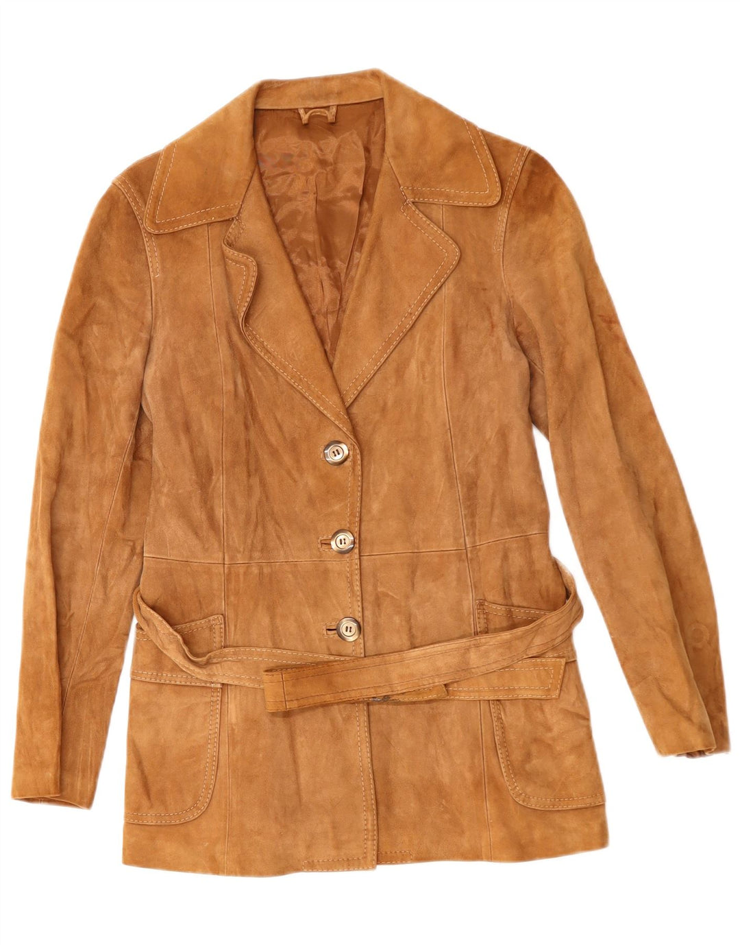 Женская замшевая куртка VINTAGE UK 14 среднего коричневого цвета