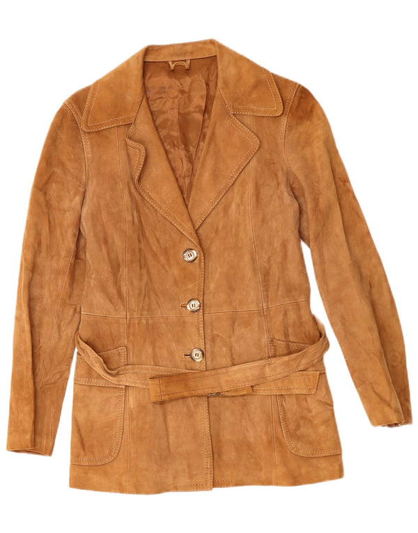 Женская замшевая куртка VINTAGE UK 14 среднего коричневого цвета