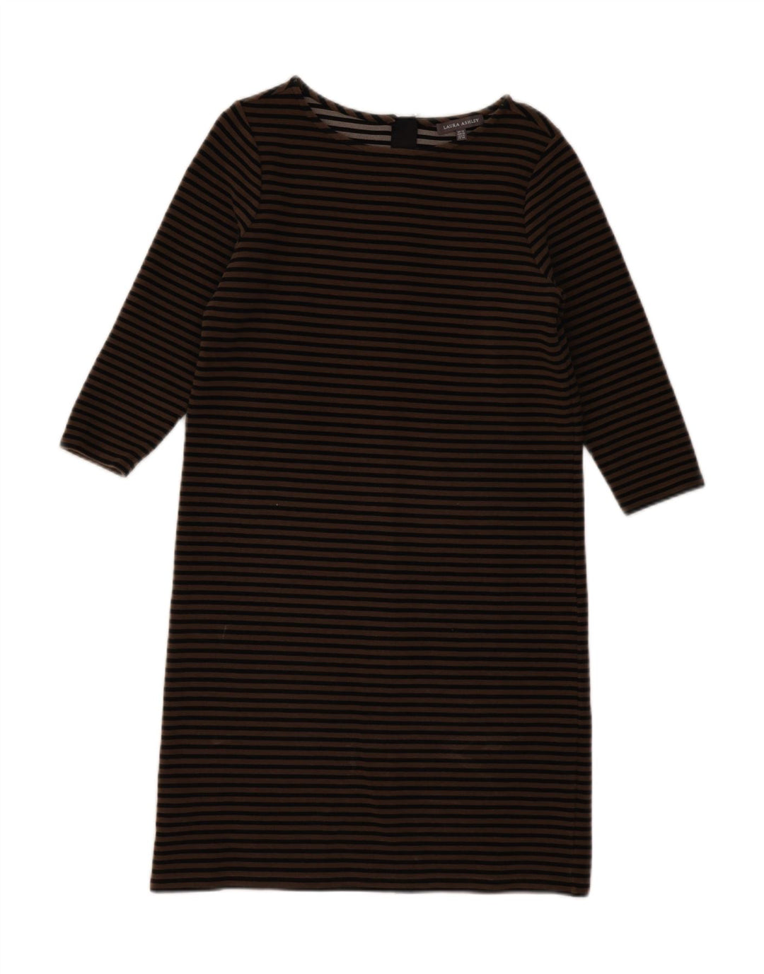 LAURA ASHLEY Женское платье прямого кроя с рукавом 3/4, Великобритания 12, средний бежевый в полоску