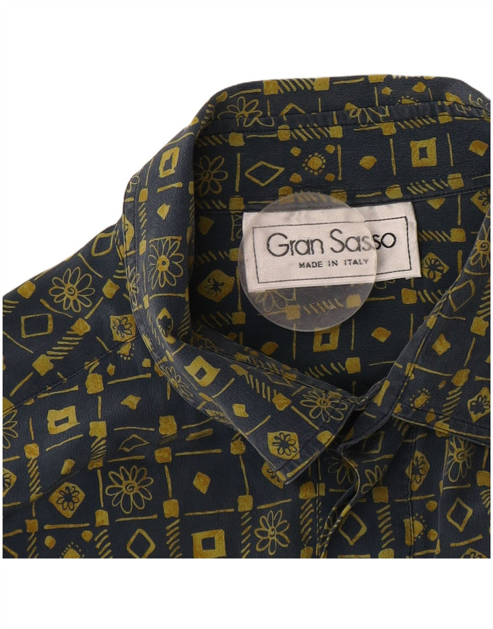 Мужская пуловерная рубашка с коротким рукавом Gran Sasso, большая, темно-синяя, с геометрическим рисунком