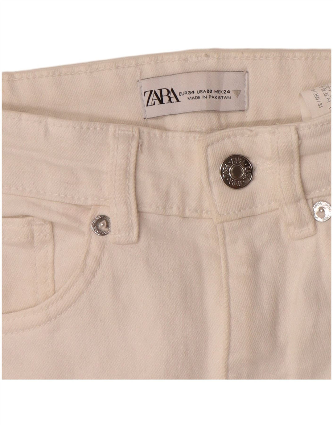 Женские потертые джинсы Bootcut с высокой посадкой Zara EU 34 2XS W24 L26 Off White