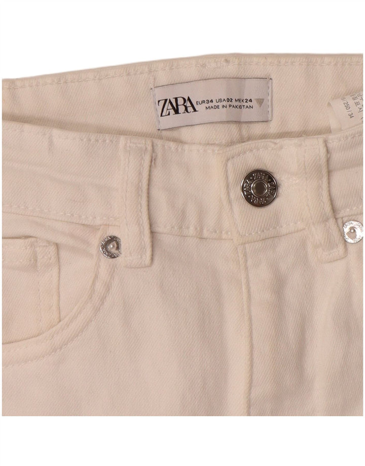 Женские потертые джинсы Bootcut с высокой посадкой Zara EU 34 2XS W24 L26 Off White