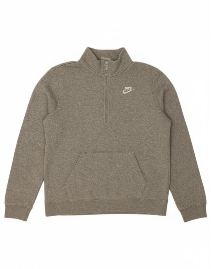 Женский свободный свитер с воротником на молнии Nike UK 10, маленький серый в крапинку